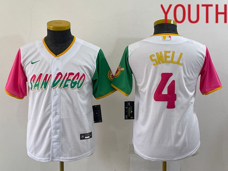 Youth San Diego Padres #4 Snell White City Edition Nike 2022 MLB Jerseys